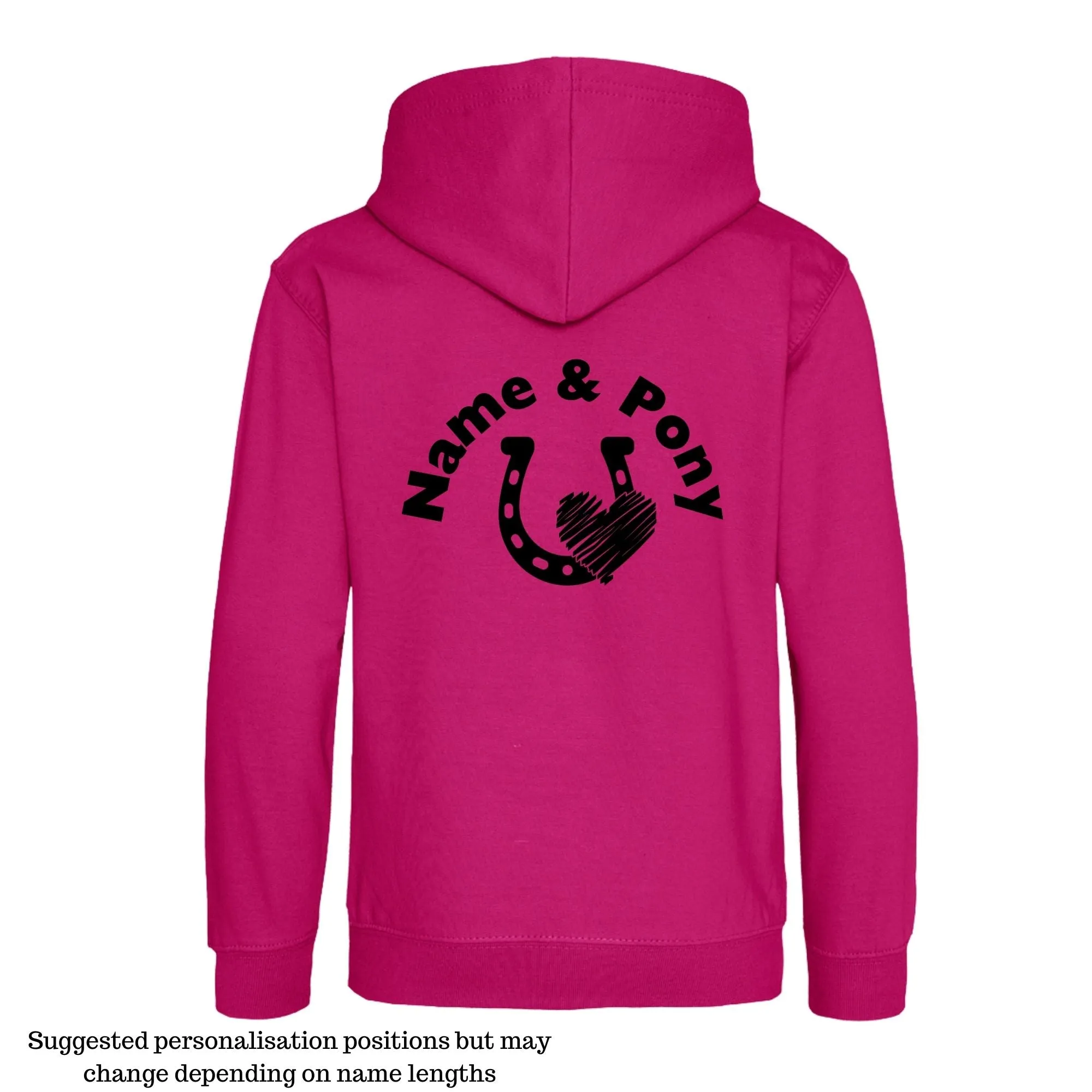 Personalised Equestrian Hoodie Kids - Horse Shoe & Heart Design