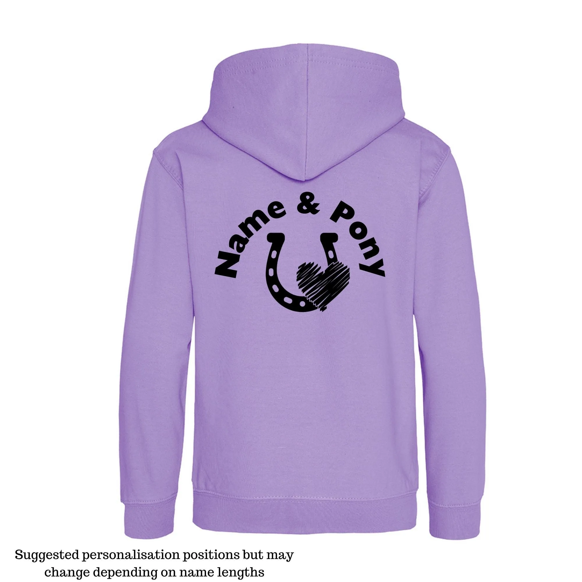 Personalised Equestrian Hoodie Kids - Horse Shoe & Heart Design