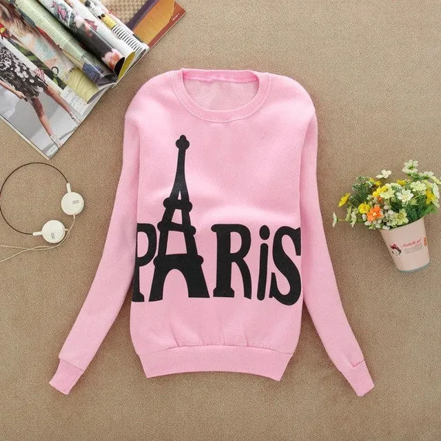 Pink Sweatshirt Women Print Letter Loose Pullovers Casual Long Sleeve Autumn Tops Felpe Donna Moletom#F922 SM6