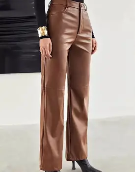 PU Leather Wide Leg Pants