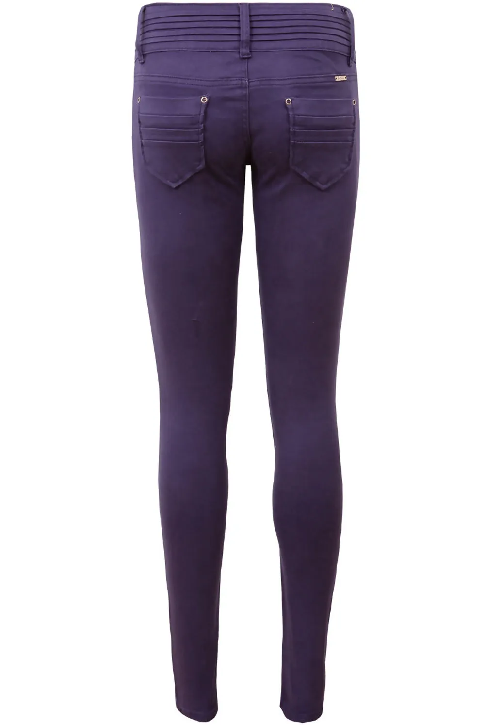 Purple Pleated Waistband Supersoft Stretch Skinny Jeans