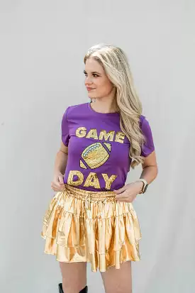 Purple Sequin Game Day Tee