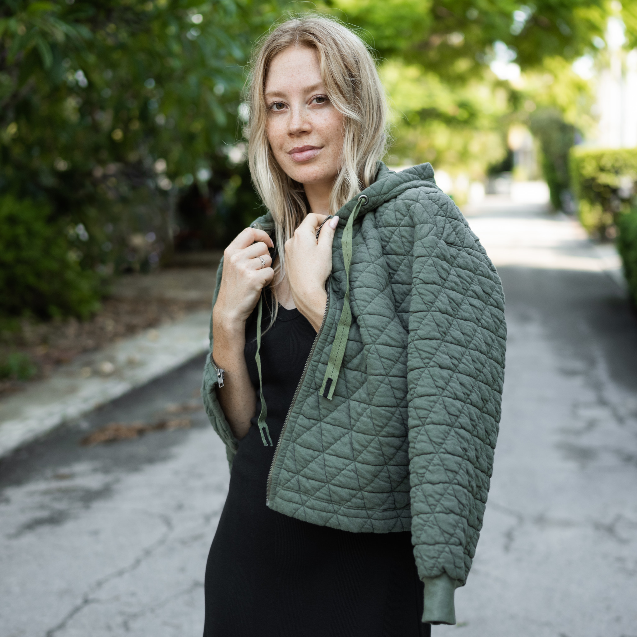 Quilted Knit Zip-Up Jacket