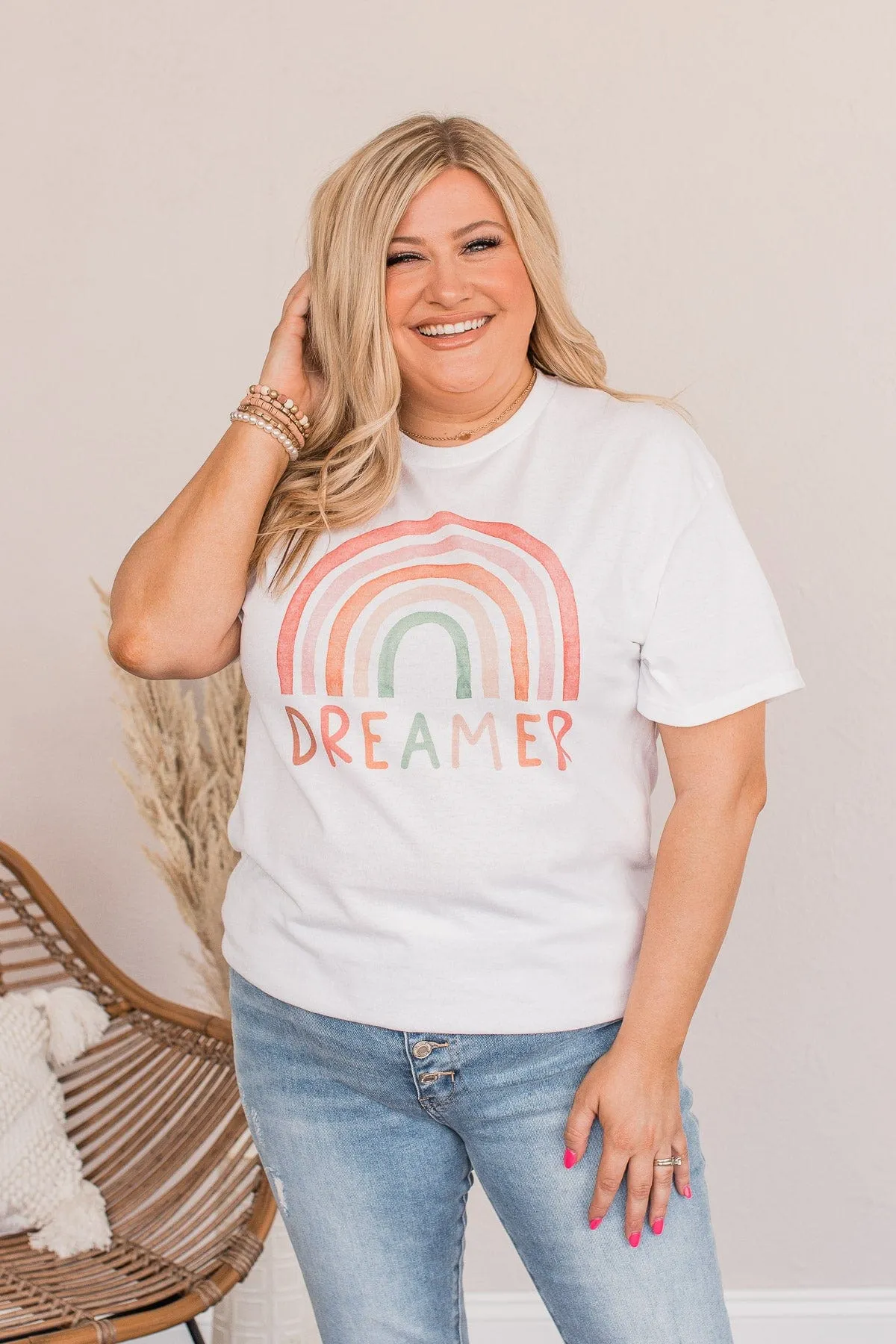 Rainbow Dreamer Graphic Tee- White