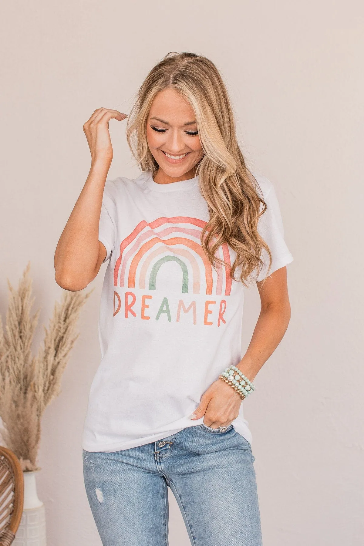 Rainbow Dreamer Graphic Tee- White