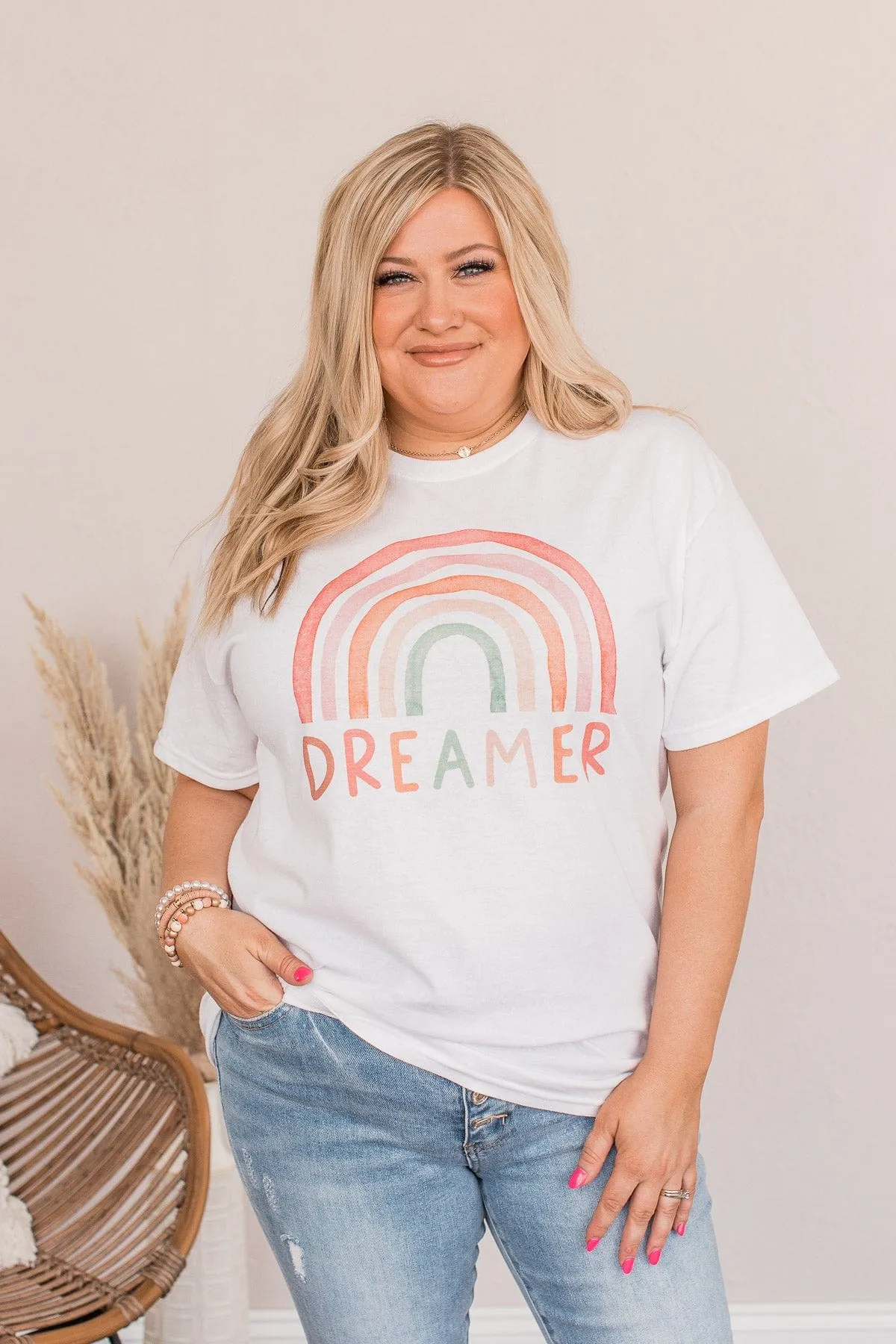 Rainbow Dreamer Graphic Tee- White