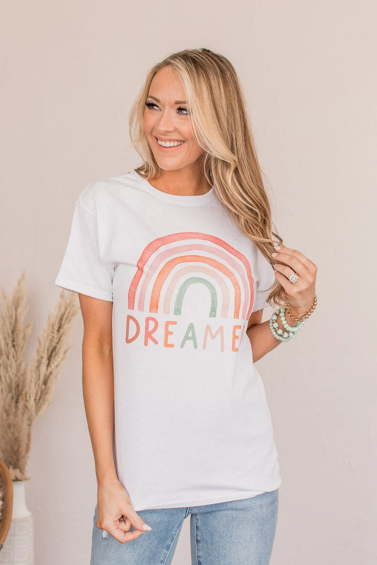 Rainbow Dreamer Graphic Tee- White