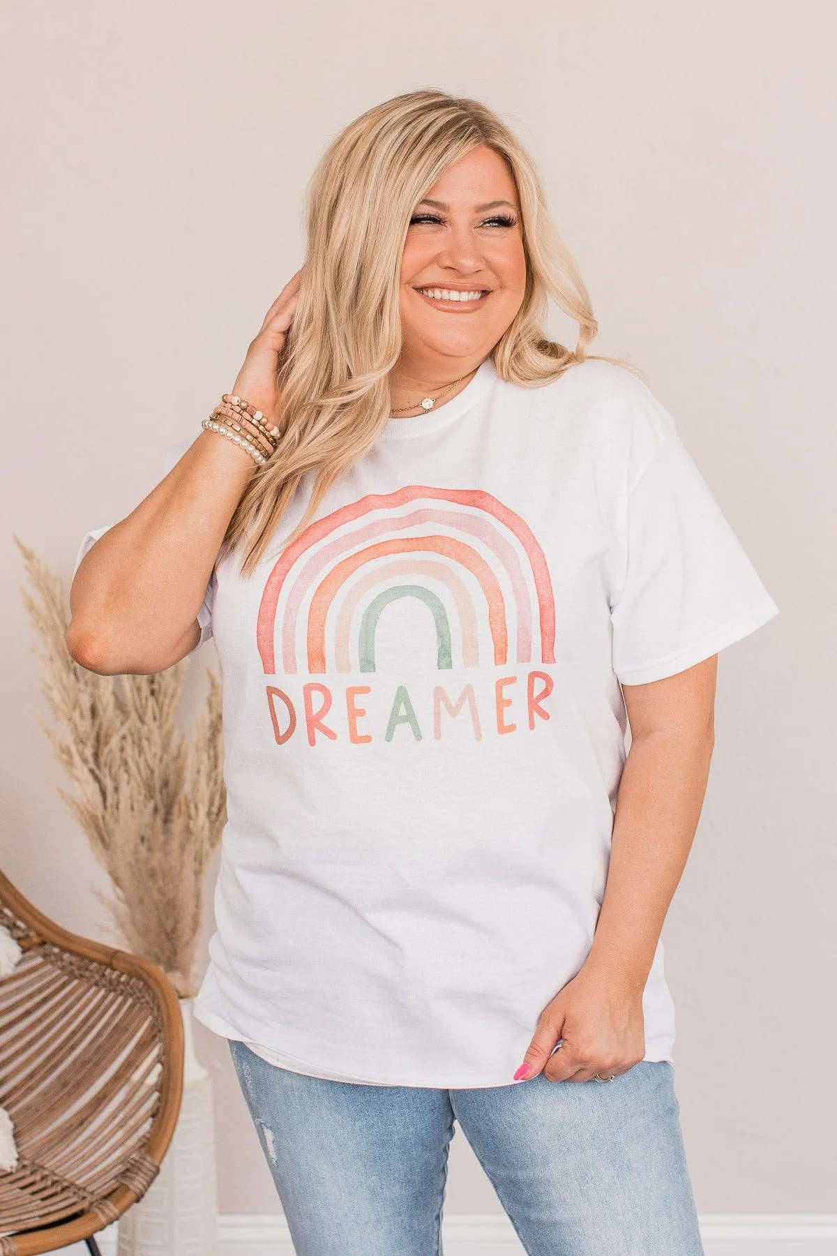 Rainbow Dreamer Graphic Tee- White