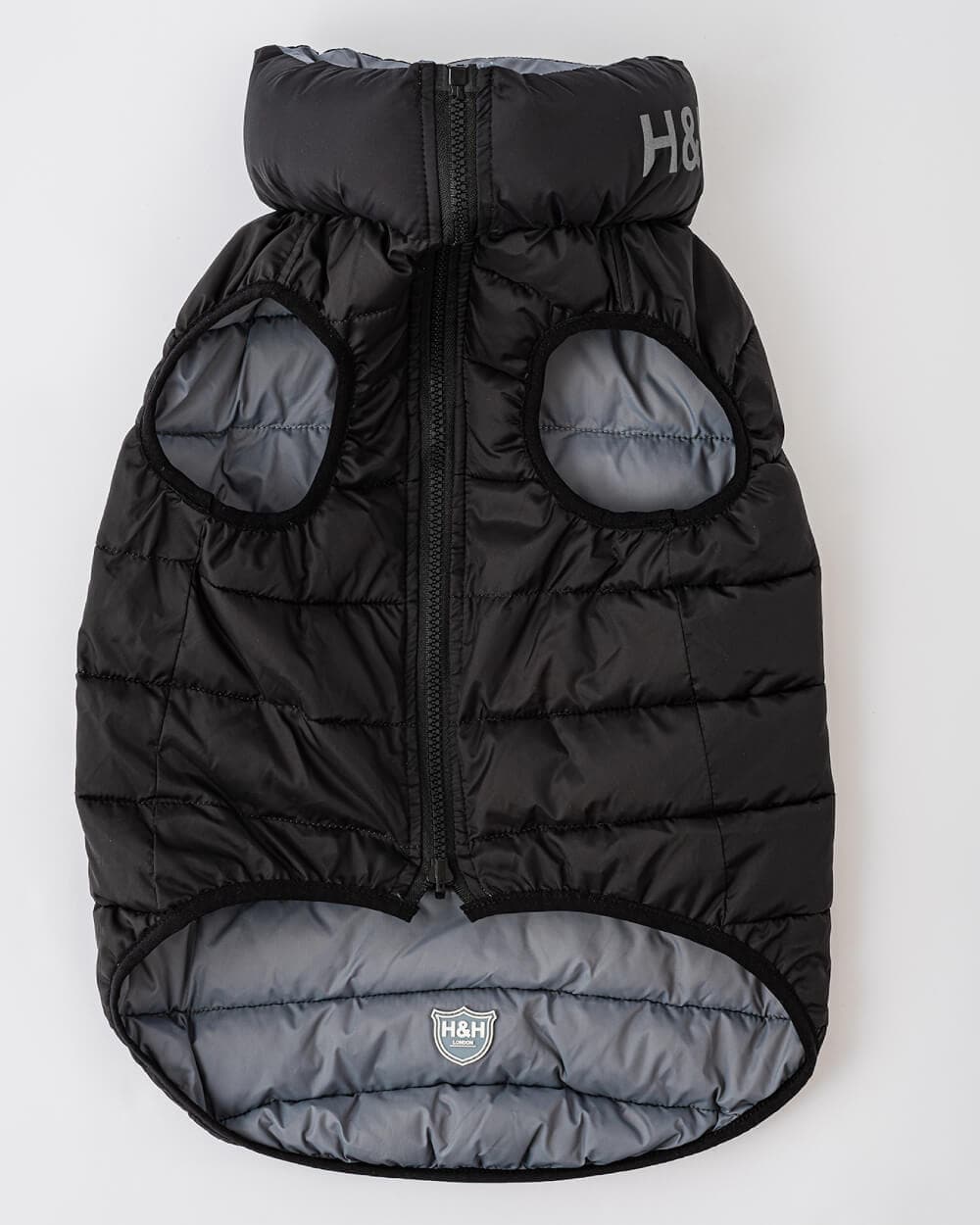 Reversible Dog Puffer Jacket - Black and Gray