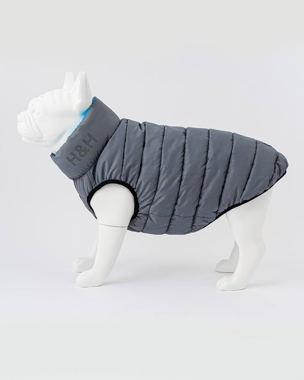 Reversible Dog Puffer Jacket - Light Blue and Gray