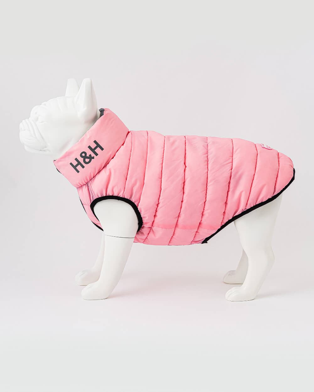 Reversible Dog Puffer Jacket - Light Pink and Gray