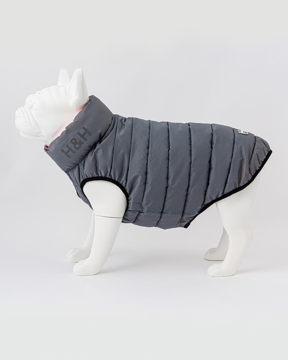 Reversible Dog Puffer Jacket - Light Pink and Gray