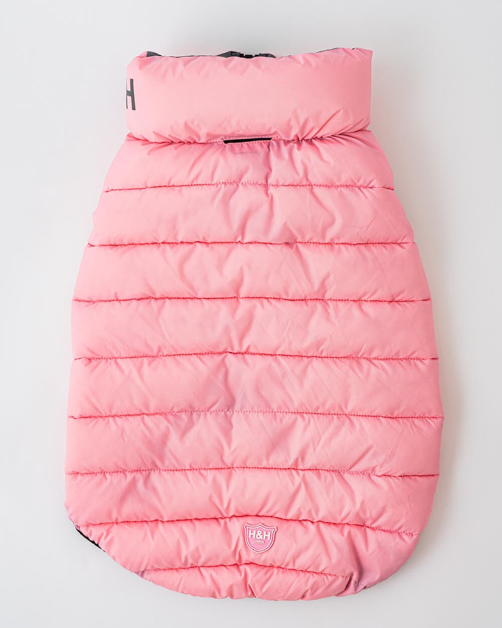 Reversible Dog Puffer Jacket - Light Pink and Gray