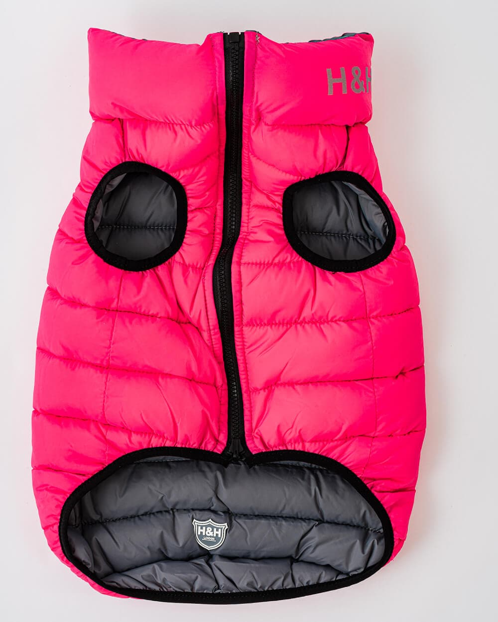 Reversible Dog Puffer Jacket - Pink and Gray