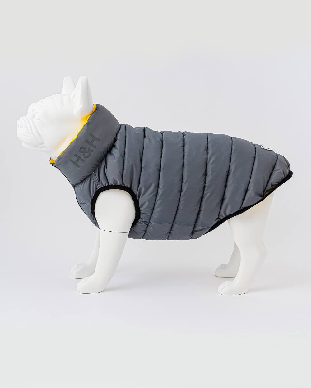 Reversible Dog Puffer Jacket - Yellow and Gray