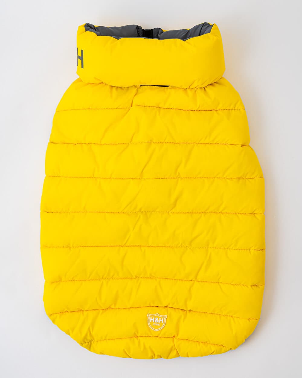 Reversible Dog Puffer Jacket - Yellow and Gray