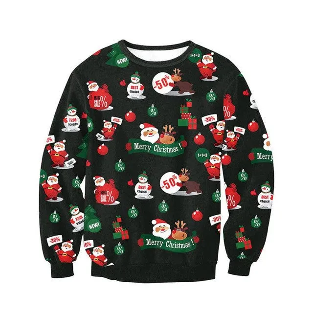 Santa Claus Christmas Women Tracksuit Loose Casual Pullovers Autumn Winter Basic Tops Sweatshirts Polerones Mujer#C114 SM6