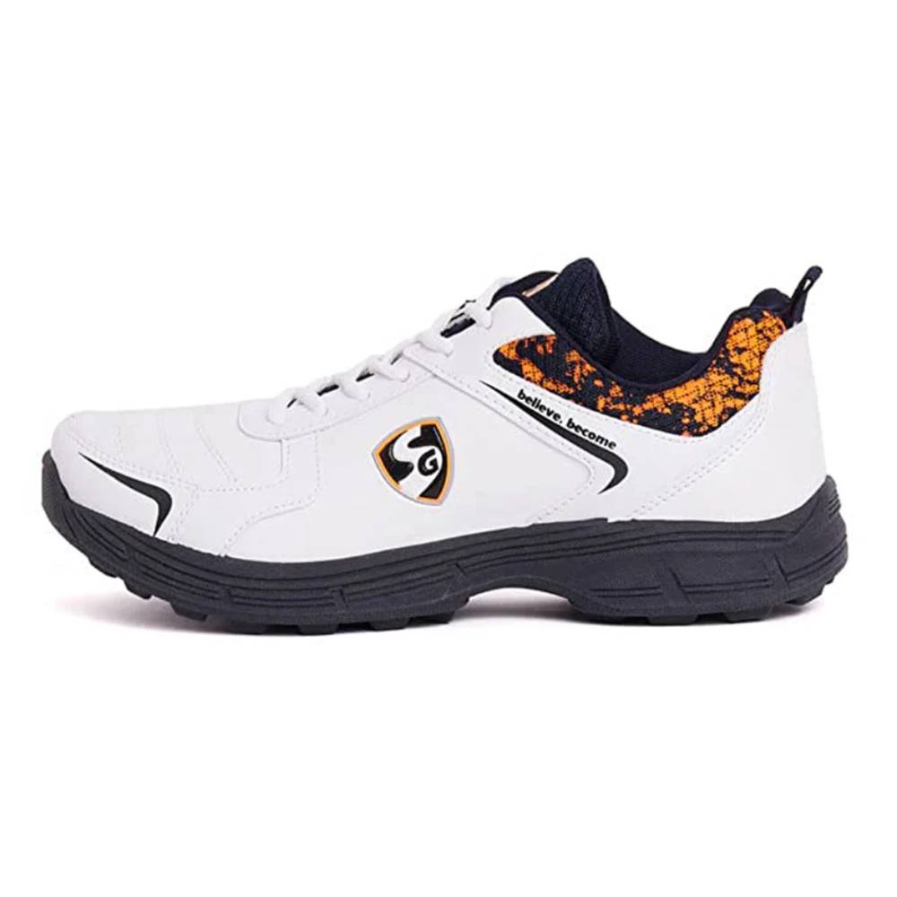 SG Men's Savage Cricket Shoe (White/Navy/Orange)