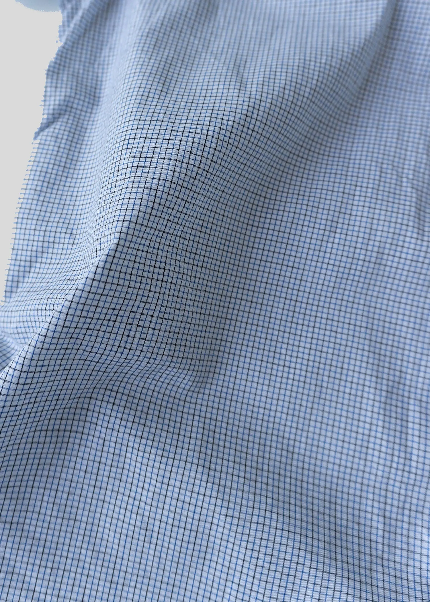 Short Sleeve Single Needle Shirt, Blue BW Gingham