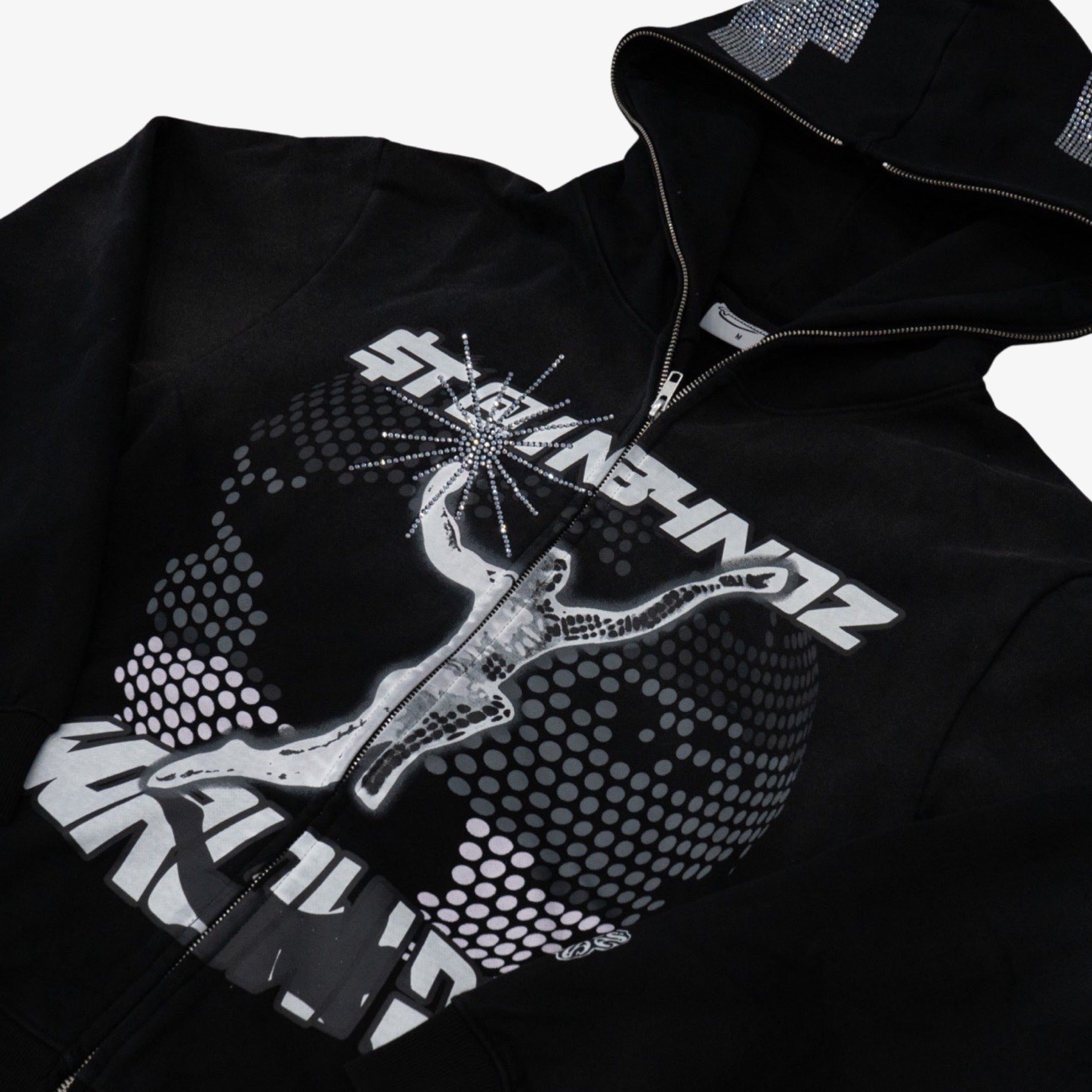 Stainbandz Rhinestone Full Zip Hoodie 'SB Studios Worldwide' Black