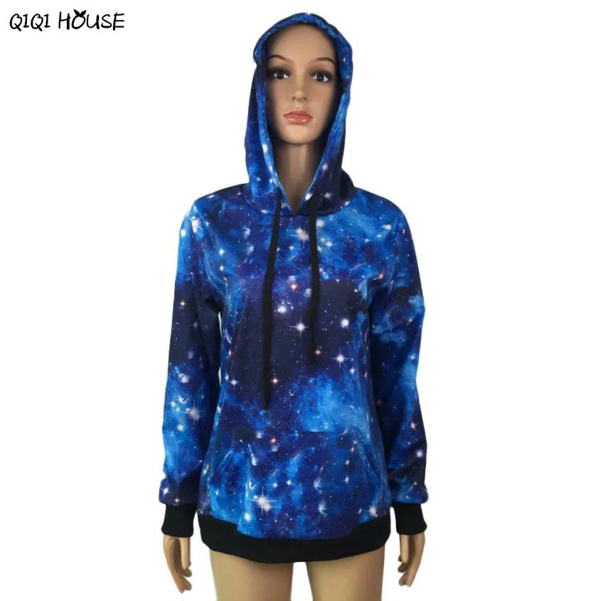 Star Printing Punk Hoodies Women Loose Long Sleeve Casual Autumn Winter Pullovers Blouse Moletom Feminino#C112 SM6