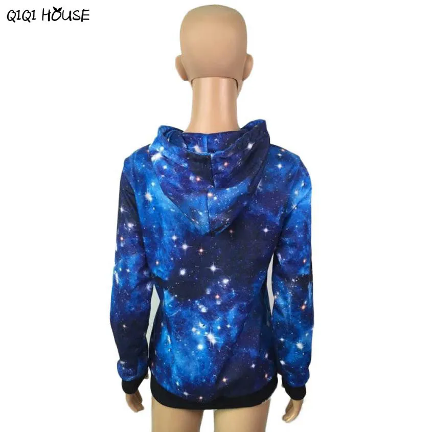 Star Printing Punk Hoodies Women Loose Long Sleeve Casual Autumn Winter Pullovers Blouse Moletom Feminino#C112 SM6