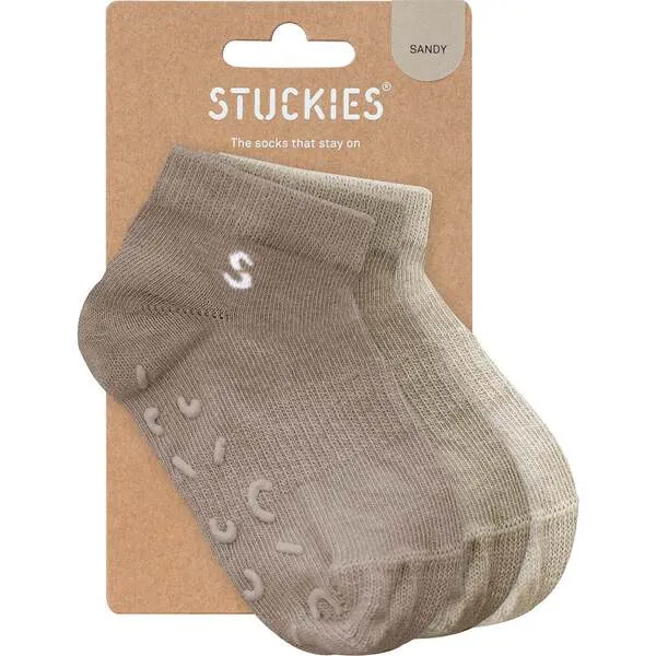 STUCKIES 3-Pack Sneaker Socks, Sandy