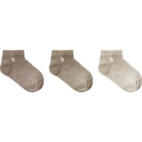 STUCKIES 3-Pack Sneaker Socks, Sandy