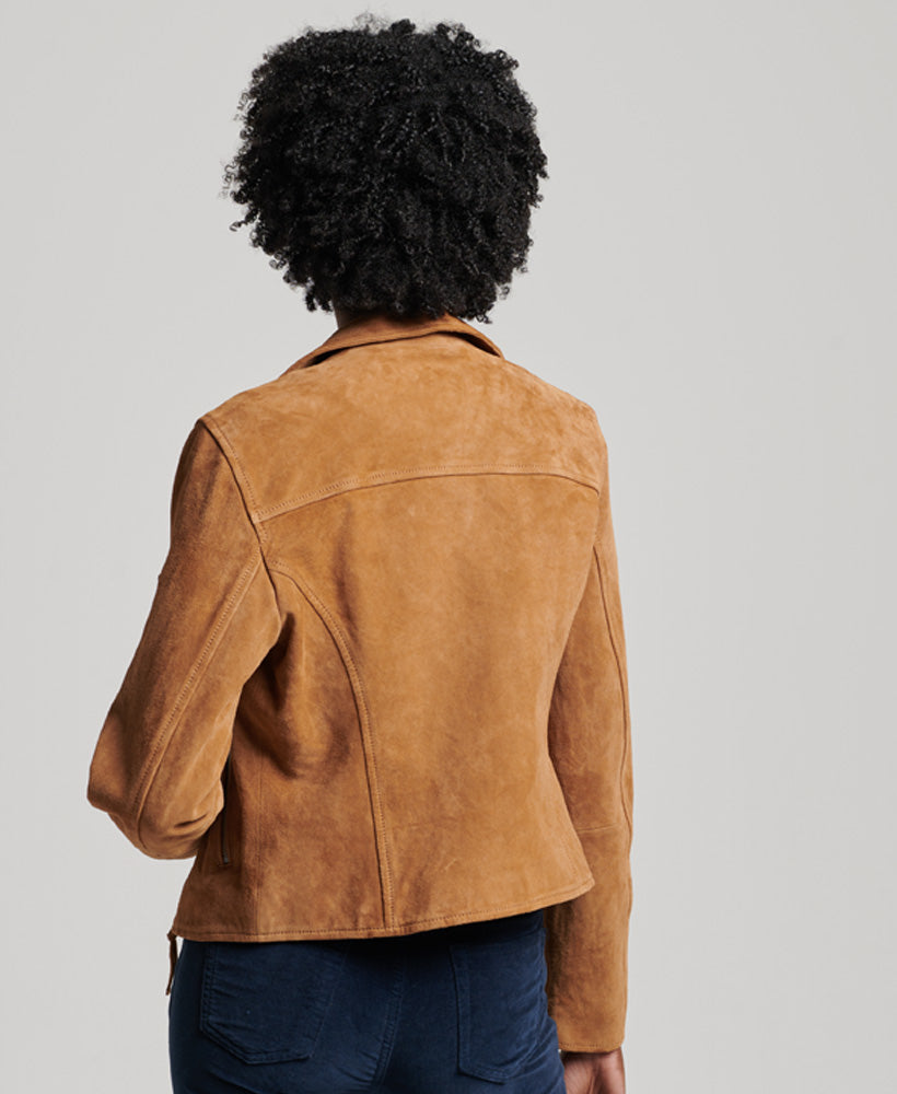 Suede Biker Jacket | Tobacco Brown