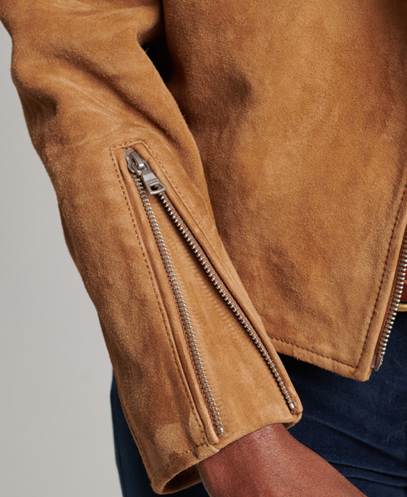 Suede Biker Jacket | Tobacco Brown