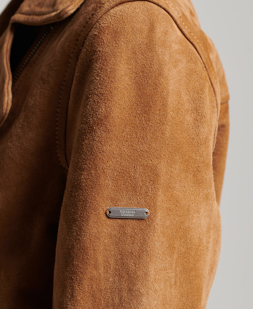 Suede Biker Jacket | Tobacco Brown