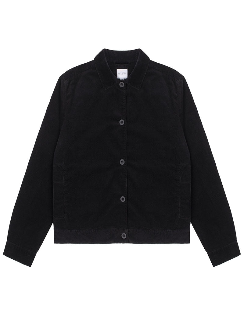 Sunspel Womens Corduroy Boxy Jacket Black