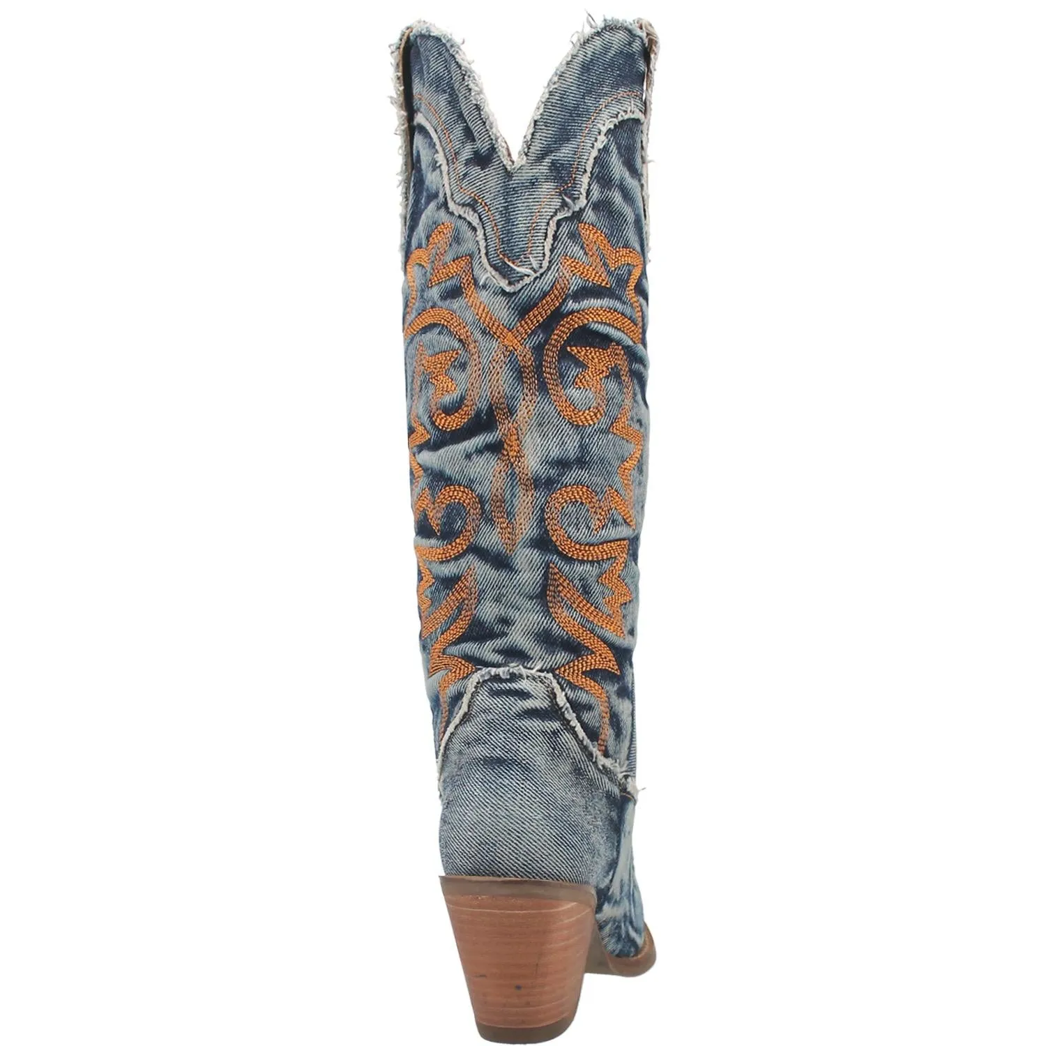 Texas Tornado Distressed Denim Embroidered Knee High Boots (DS)