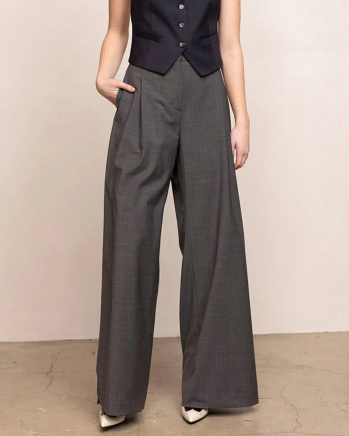 The Garment Pisa Wide Pants Grey Melange