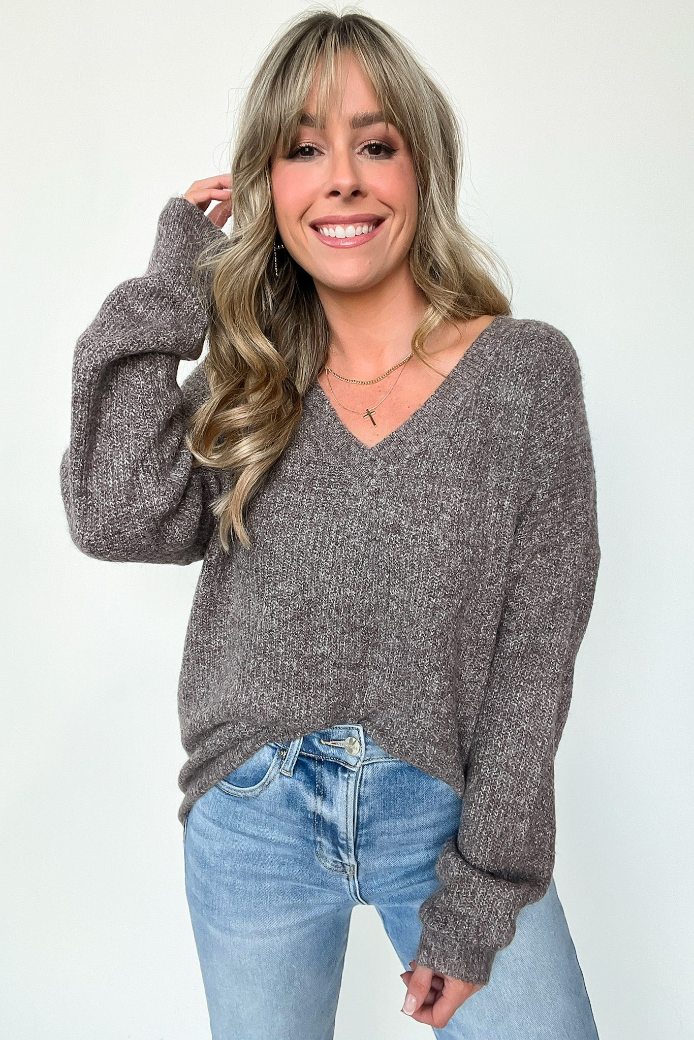 Tiannah V-Neck Ribbed Soft Knit Sweater - FINAL SALE