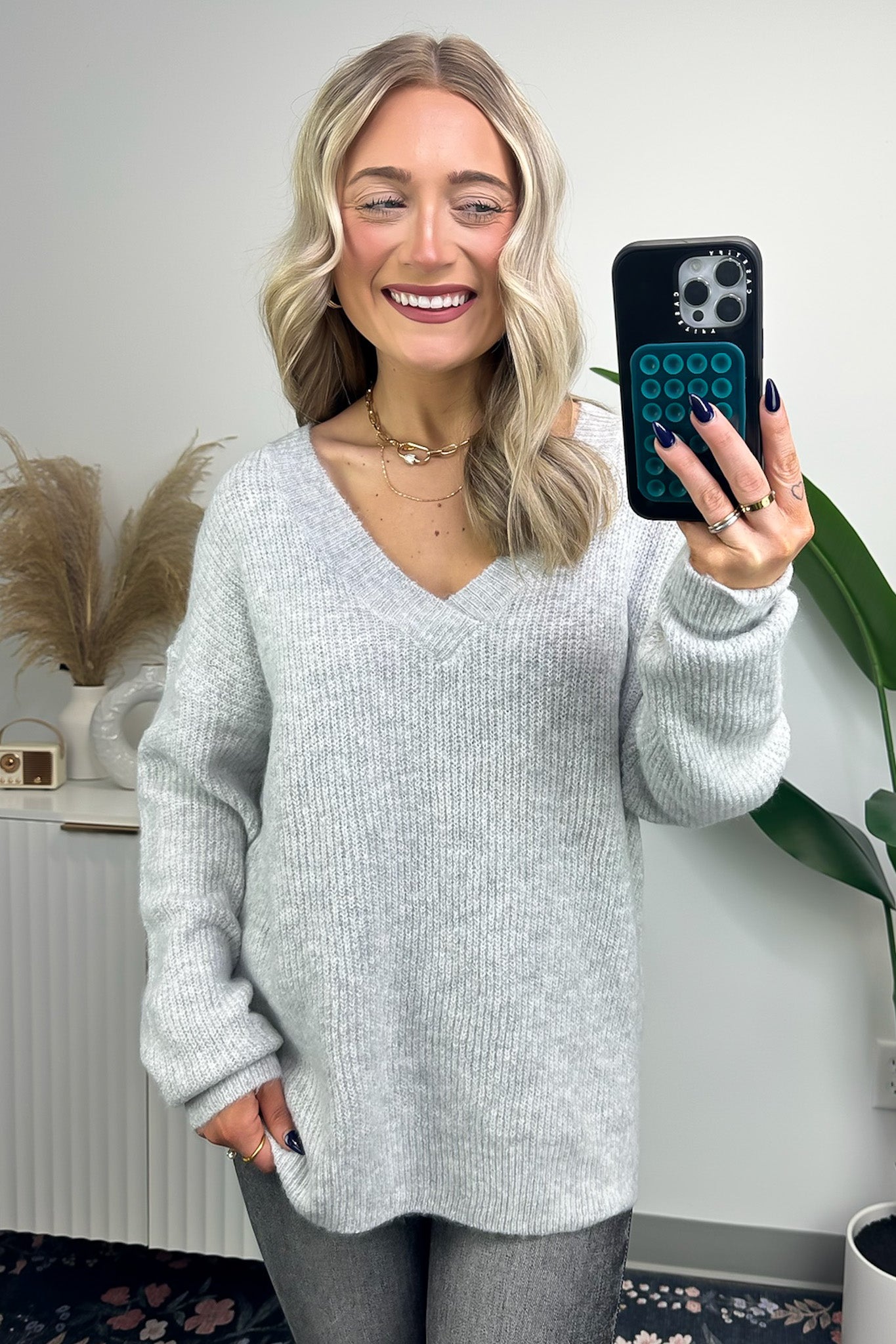 Tiannah V-Neck Ribbed Soft Knit Sweater - FINAL SALE