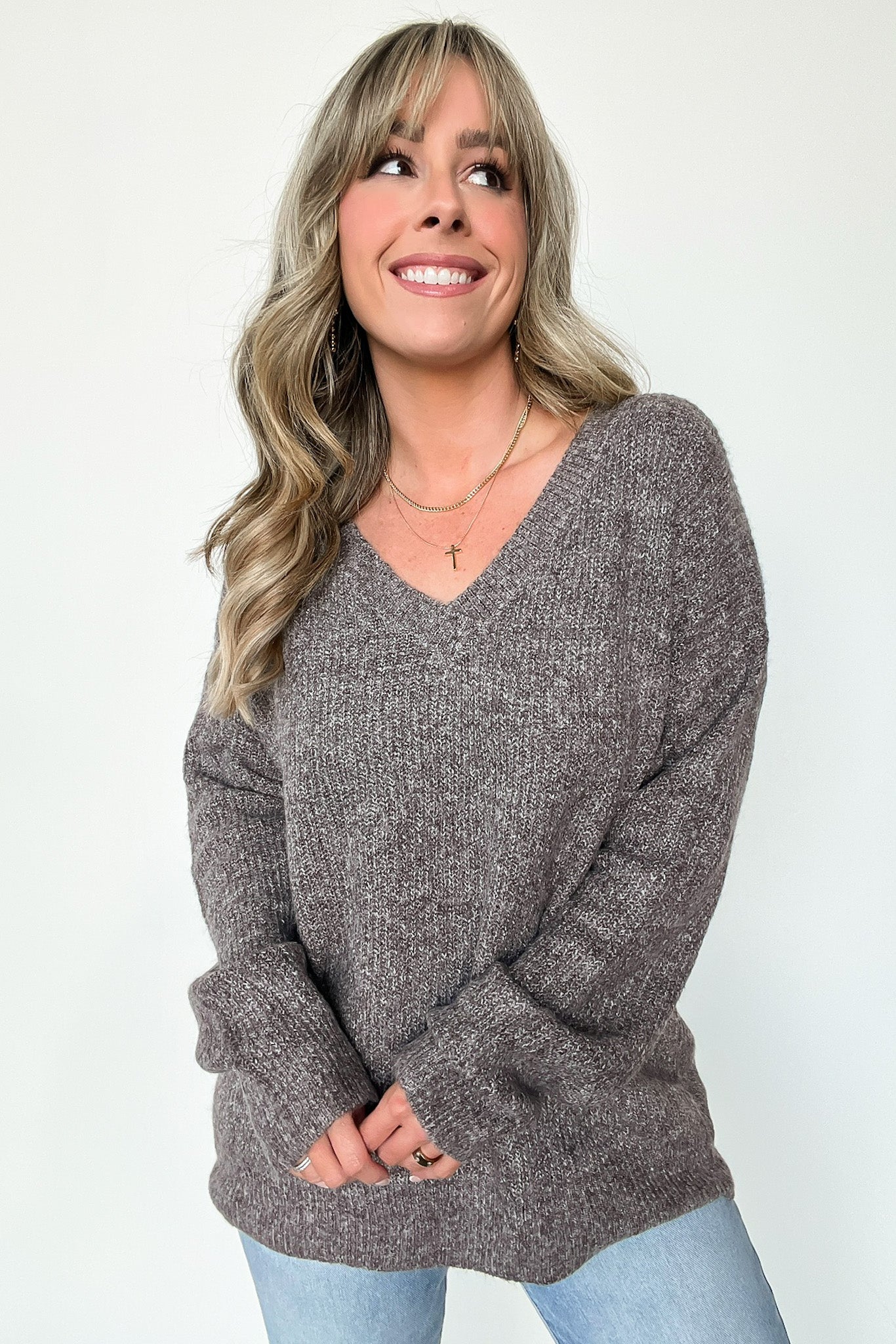 Tiannah V-Neck Ribbed Soft Knit Sweater - FINAL SALE