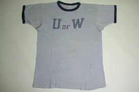 U of W University of Washington Huskies Vintage 60's Ringer Champion Blue T-Shirt