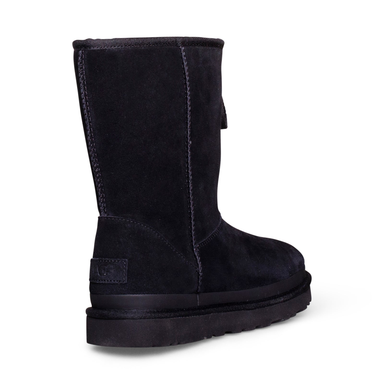 UGG Classic Short Zipper Tape Logo Black Boots - Women's