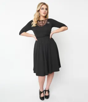 Unique Vintage Black Spiderweb Devon Swing Dress