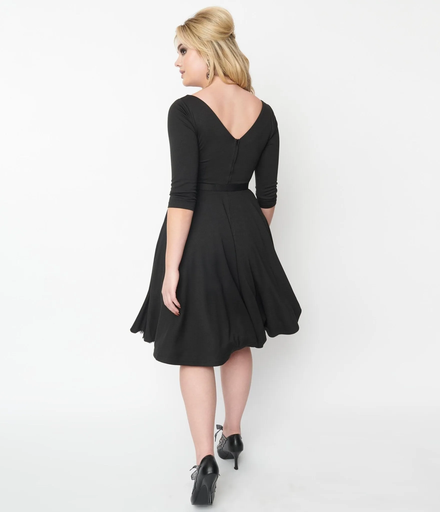 Unique Vintage Black Spiderweb Devon Swing Dress