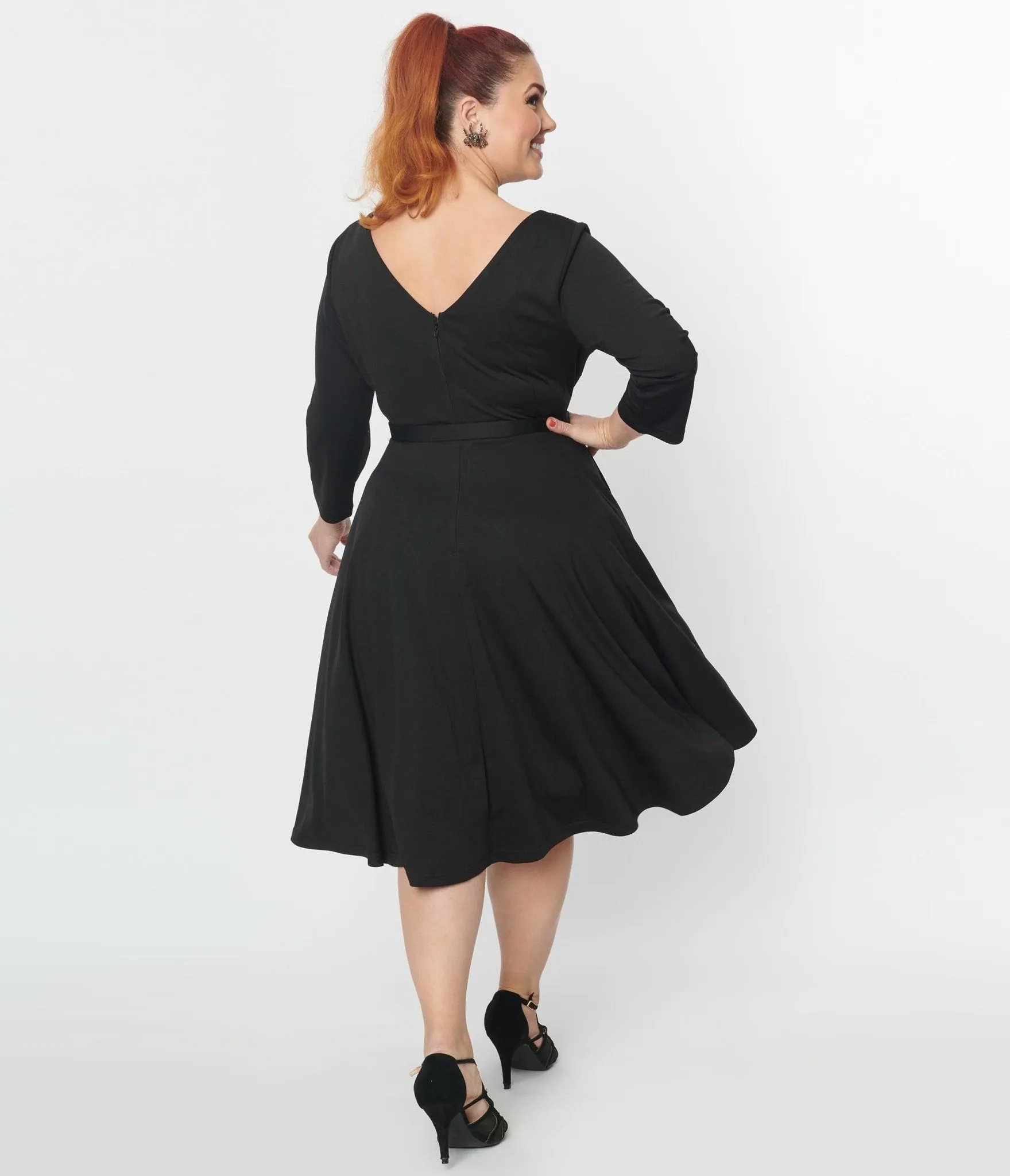 Unique Vintage Black Spiderweb Devon Swing Dress