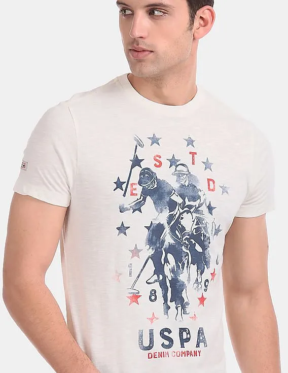 U.S. Polo Assn. Denim Co. White Crew Neck Graphic T-Shirt