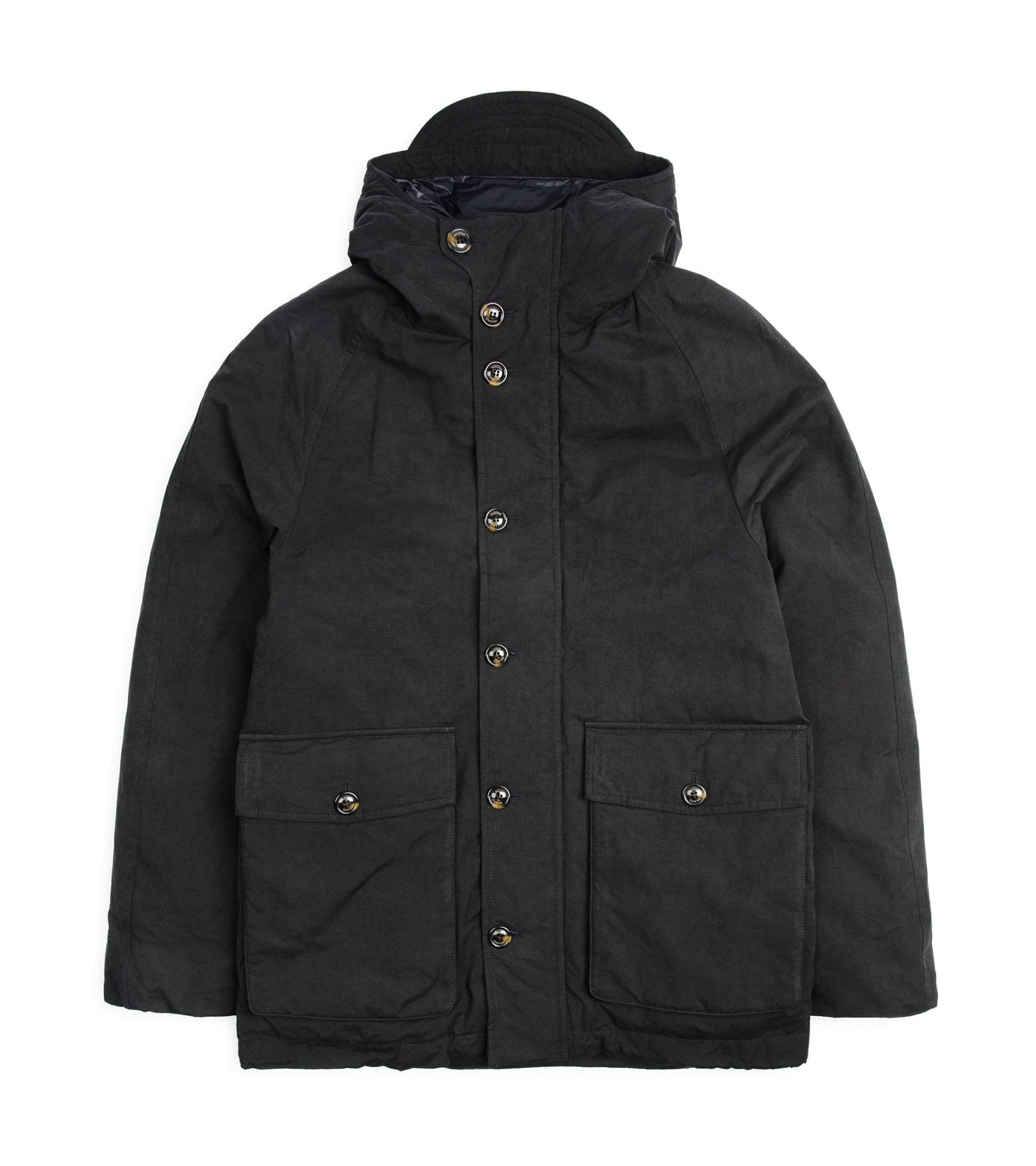 Valstar Waxed Cotton Goose Down Hooded Jacket: Navy