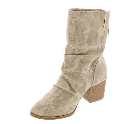 Very G Women's Preston 3 Block Heel Slouchy Boot - Cream VGLB0348