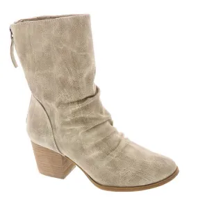 Very G Women's Preston 3 Block Heel Slouchy Boot - Cream VGLB0348