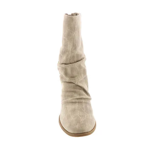 Very G Women's Preston 3 Block Heel Slouchy Boot - Cream VGLB0348