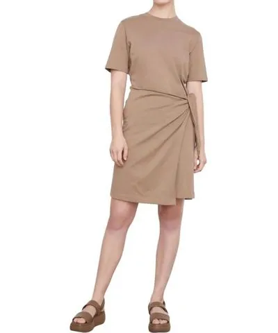 Vince Short Sleeve Side Tie Dress In Shale