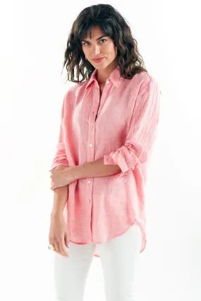 Washed Linen Monica Shirt Coral