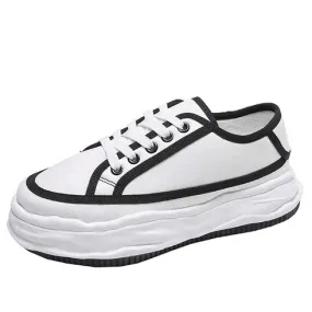 White black casual canvas platform shoe sneaker